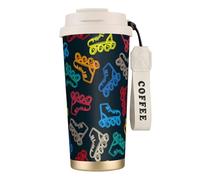YXDVPALNE Pattini colorati e luminosi,Tazza da caffè in acciaio inossidabile 316 con cordino, bicchiere termico da viaggio per auto, 500 ml