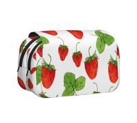 YXDVPALNE Piante di fragola Frutta Stampa bianca Astuccio portapenne portatile a doppia conchiglia con cerniera