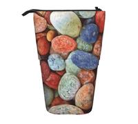 YXDVPALNE Pietre colorate stampate,Astuccio telescopico, portapenne con supporto e astuccio con cerniera