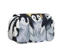 YXDVPALNE Pinguini imperatori con bambini nella neve Astuccio portapenne portatile a doppia conchiglia con cerniera