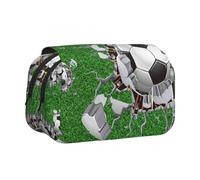 YXDVPALNE Progettazione dei fori per palloni da calcio Astuccio portapenne portatile a doppia conchiglia con cerniera