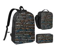 YXDVPALNE Programmatore Codice di programmazione,Zaino per studenti, borsa per il pranzo, astuccio portapenne, set da 3 pezzi