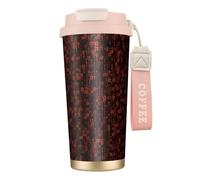 YXDVPALNE Programmatore Codice Rosso,Tazza da caffè in acciaio inossidabile 316 con cordino, bicchiere termico da viaggio per auto, 500 ml
