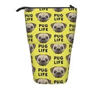 YXDVPALNE Pug Life - Carlino con la faccia carina gialla,Astuccio telescopico, portapenne con supporto e astuccio con cerniera