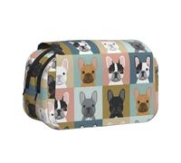 YXDVPALNE Ritratti di bulldog francese - Cane modello Astuccio portapenne portatile a doppia conchiglia con cerniera