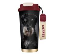 YXDVPALNE Ritratto di Schnauzer grigio scuro,Tazza da caffè in acciaio inossidabile 316 con cordino, bicchiere termico da viaggio per auto, 500 ml