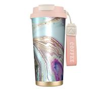 YXDVPALNE Roccia geode di agata arcobaleno,Tazza da caffè in acciaio inossidabile 316 con cordino, bicchiere termico da viaggio per auto, 500 ml