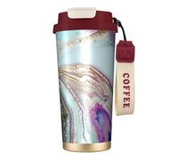 YXDVPALNE Roccia geode di agata arcobaleno,Tazza da caffè in acciaio inossidabile 316 con cordino, bicchiere termico da viaggio per auto, 500 ml