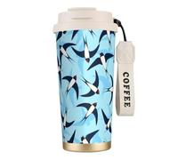 YXDVPALNE Rondini volanti,Tazza da caffè in acciaio inossidabile 316 con cordino, bicchiere termico da viaggio per auto, 500 ml