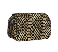 YXDVPALNE Safari Africano Nero Oro Pitone Pelle Animale Seppia Astuccio portapenne portatile a doppia conchiglia con cerniera