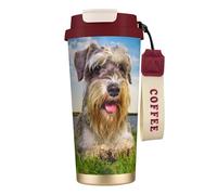 YXDVPALNE Schnauzer Lawn Pets Cani grigi Chnauzer,Tazza da caffè in acciaio inossidabile 316 con cordino, bicchiere termico da viaggio per auto, 500 ml