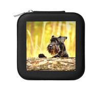 YXDVPALNE Schnauzer nano animali domestici cani neri, Scatola portagioie da donna, portagioie quadrato in PVC e pelle, organizer da viaggio