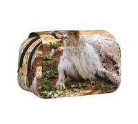 YXDVPALNE Setter inglese Autunno Animali domestici Cani Inglese Astuccio portapenne portatile a doppia conchiglia con cerniera