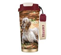 YXDVPALNE Setter inglese Autunno Animali domestici Cani Inglese,Tazza da caffè in acciaio inossidabile 316 con cordino, bicchiere termico da viaggio per auto, 500 ml