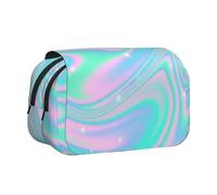 YXDVPALNE Sfondo astratto olografico in pastello neon Astuccio portapenne portatile a doppia conchiglia con cerniera