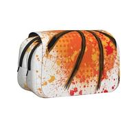 YXDVPALNE Sfondo dipinto astratto arancione di basket Astuccio portapenne portatile a doppia conchiglia con cerniera