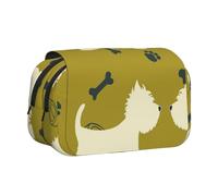 YXDVPALNE Silhouette di cane West Highland Animal West Astuccio portapenne portatile a doppia conchiglia con cerniera