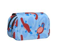 YXDVPALNE Simpatico cartone animato animale selvatico ornitorinco Astuccio portapenne portatile a doppia conchiglia con cerniera