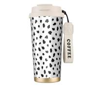 YXDVPALNE Stampa animale dalmata pittorica,Tazza da caffè in acciaio inossidabile 316 con cordino, bicchiere termico da viaggio per auto, 500 ml