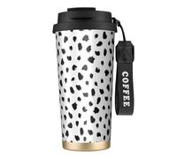 YXDVPALNE Stampa animale dalmata pittorica,Tazza da caffè in acciaio inossidabile 316 con cordino, bicchiere termico da viaggio per auto, 500 ml