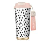 YXDVPALNE Stampa animale dalmata pittorica,Tazza da caffè in acciaio inossidabile 316 con cordino, bicchiere termico da viaggio per auto, 500 ml