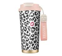 YXDVPALNE Stampa animalier a forma di bacio,Tazza da caffè in acciaio inossidabile 316 con cordino, bicchiere termico da viaggio per auto, 500 ml
