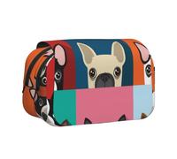 YXDVPALNE Stampa colorata del Boston Terrier Astuccio portapenne portatile a doppia conchiglia con cerniera