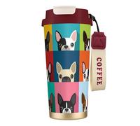 YXDVPALNE Stampa colorata del Boston Terrier,Tazza da caffè in acciaio inossidabile 316 con cordino, bicchiere termico da viaggio per auto, 500 ml