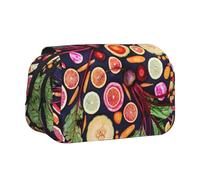 YXDVPALNE Stampa di frutta e verdura vegana Astuccio portapenne portatile a doppia conchiglia con cerniera