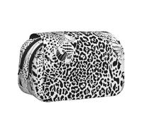 YXDVPALNE Stampa leopardata e tigre in bianco e nero Astuccio portapenne portatile a doppia conchiglia con cerniera