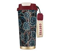 YXDVPALNE Succulente fresche stampate,Tazza da caffè in acciaio inossidabile 316 con cordino, bicchiere termico da viaggio per auto, 500 ml