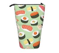 YXDVPALNE Sushi su verde stampato,Astuccio telescopico, portapenne con supporto e astuccio con cerniera