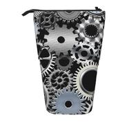 YXDVPALNE Tecnologia di rendering di ingranaggi metallici Arte digitale,Astuccio telescopico, portapenne con supporto e astuccio con cerniera