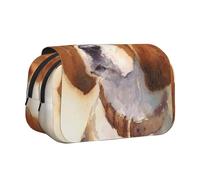 YXDVPALNE Testa di Beagle ad acquerello Astuccio portapenne portatile a doppia conchiglia con cerniera