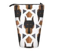 YXDVPALNE Testa di Doberman con motivo poligonale,Astuccio telescopico, portapenne con supporto e astuccio con cerniera