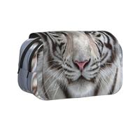 YXDVPALNE Tigre bianca Astuccio portapenne portatile a doppia conchiglia con cerniera