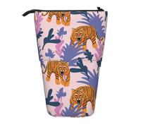 YXDVPALNE Tigri nella giungla,Astuccio telescopico, portapenne con supporto e astuccio con cerniera