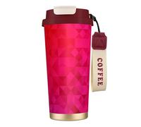 YXDVPALNE Triangolo fucsia geometrico,Tazza da caffè in acciaio inossidabile 316 con cordino, bicchiere termico da viaggio per auto, 500 ml