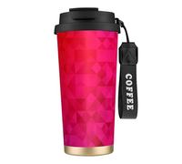 YXDVPALNE Triangolo fucsia geometrico,Tazza da caffè in acciaio inossidabile 316 con cordino, bicchiere termico da viaggio per auto, 500 ml