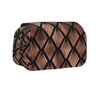 YXDVPALNE Ventagli Art Déco in oro rosa su nero Astuccio portapenne portatile a doppia conchiglia con cerniera