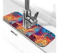 YXDVPALNE Vernice effetto marmo colorato, Ventosa per rubinetto da cucina, tappetino paraschizzi per lavandino, per il ripiano del bagno, 38 x 14 cm