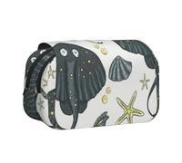YXDVPALNE Vita marina Stingray Astuccio portapenne portatile a doppia conchiglia con cerniera