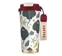 YXDVPALNE Vita marina Stingray,Tazza da caffè in acciaio inossidabile 316 con cordino, bicchiere termico da viaggio per auto, 500 ml