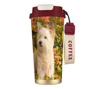 YXDVPALNE Westie Autumn West Highland White Terrier Cani,Tazza da caffè in acciaio inossidabile 316 con cordino, bicchiere termico da viaggio per auto, 500 ml