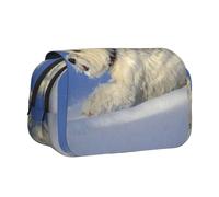 YXDVPALNE Westie Winter West Highland White Terrier Cani Astuccio portapenne portatile a doppia conchiglia con cerniera