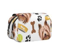 YXDVPALNE Yorkshire Terrier cane sorridente Astuccio portapenne portatile a doppia conchiglia con cerniera