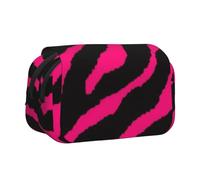 YXDVPALNE Zebra nera rosa Astuccio portapenne portatile a doppia conchiglia con cerniera