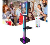 YXFAZPP Macchina Fotografica Portatile con Touch Screen da 15,6 Pollici e Luce ad Anello, Cabina Video con Fotocamera DSLR per Matrimoni/Feste/Live Streaming/Natale (Black)