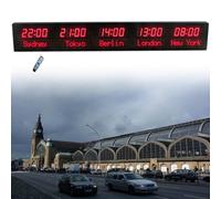 YXFAZPP Orologio a fusi orari globali, Orologio digitale a più fusi orari, Orologio Mondiale a LED, Orologio Mondiale 5 Città, per Imprese multinazionali