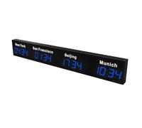 YXFAZPP Orologio di fusi orari globali, Orologio digitale multifusi orari, Orologio Mondiale 3/4/5 Città, per le Imprese multinazionali alberghi Ufficio (Blue 4City)